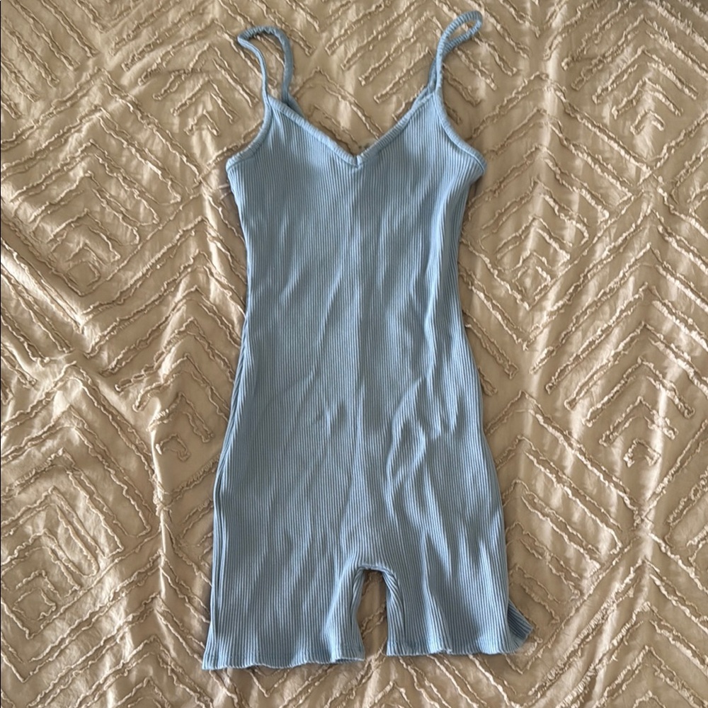 Blue Romper with Spaghetti Straps